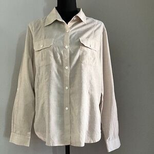 CHICO'S striped button down long sleeve blouse size 2